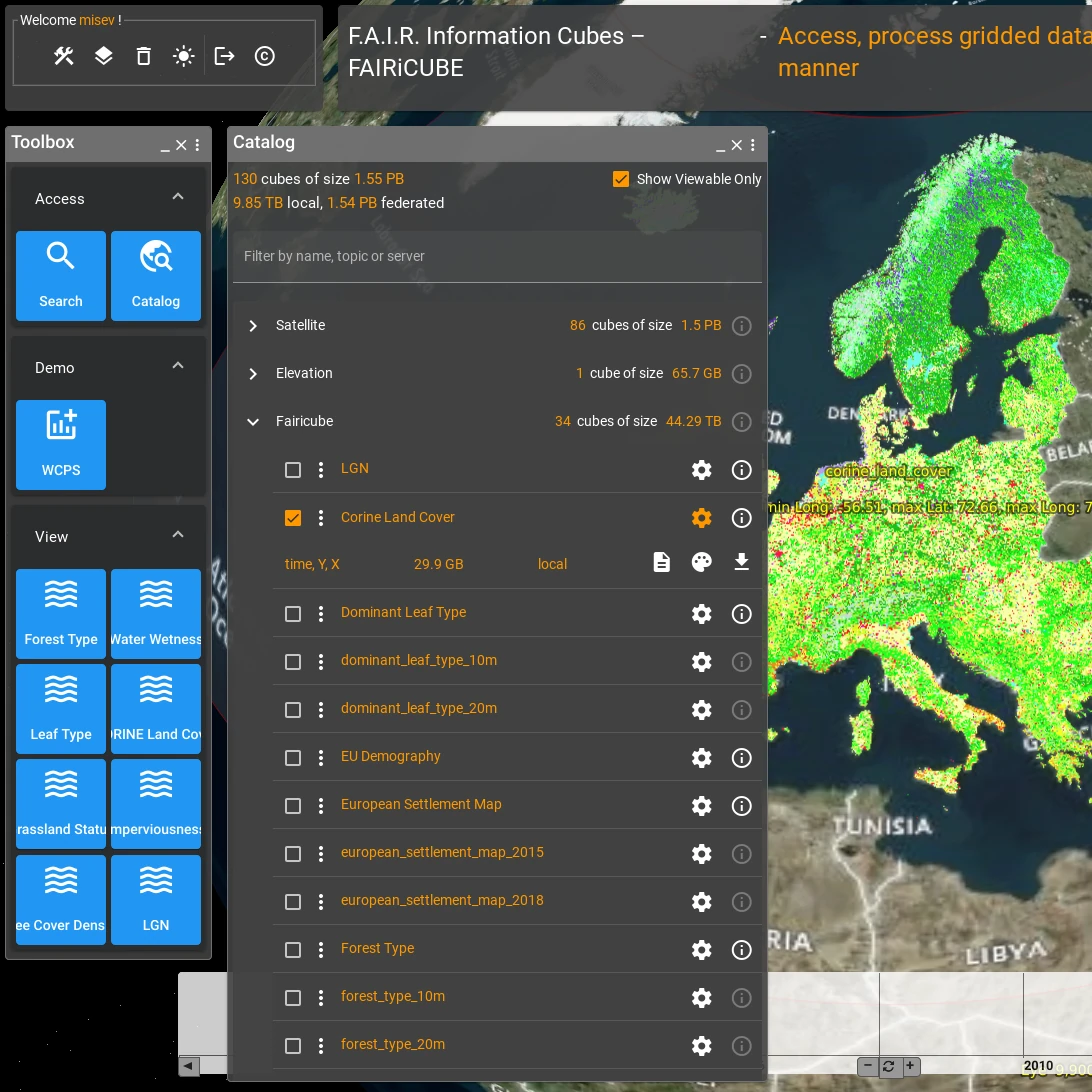 rasdaman dashboard